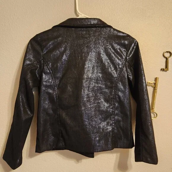 D-Signed Girls blue/ purple Suede Moto Jacket Zip Up Lined Jacket size 8 girls - Picture 3 of 3